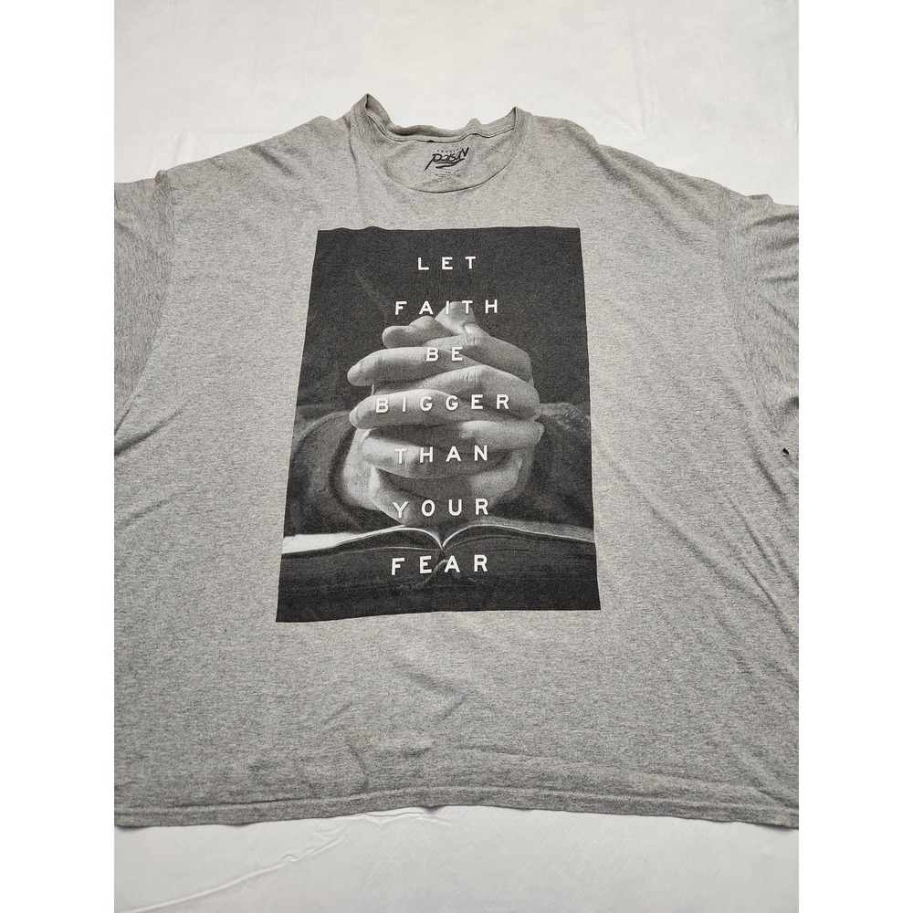 Popular Poison Shirt Mens 5XL Gray Let Faith Be Bigger Than Your Fear Graphic